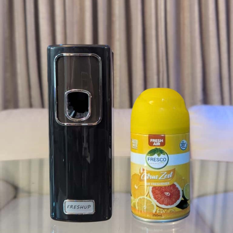 Smart Black Automatic Air Freshener Dispenser – Free Refill Spray & Batteries