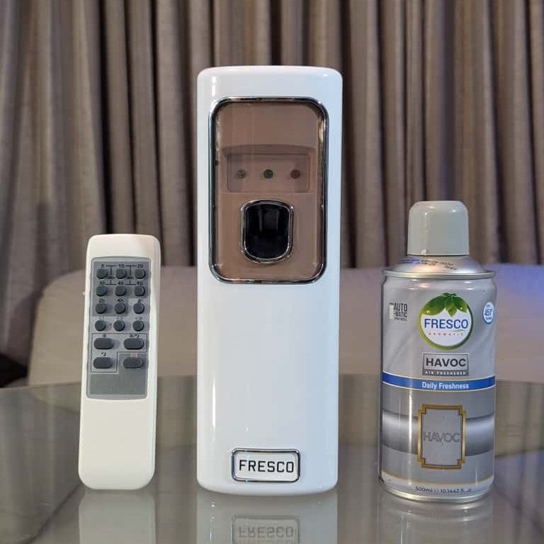 Freshup LED Remote Control Automatic Air Freshener Dispenser with Free Refill & D-Size Batteries