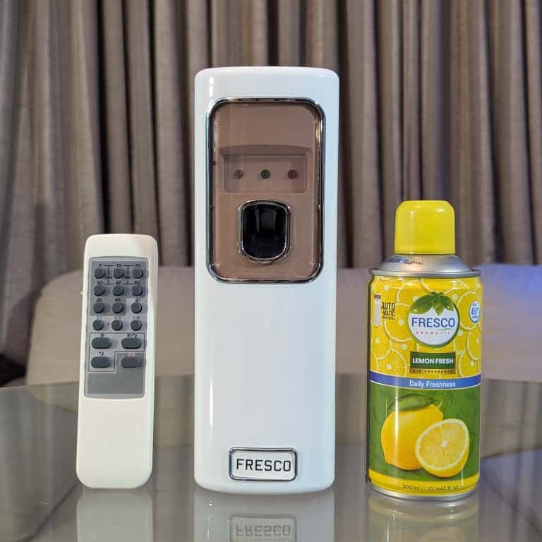 Freshup LED Remote Control Automatic Air Freshener Dispenser with Free Refill & D-Size Batteries