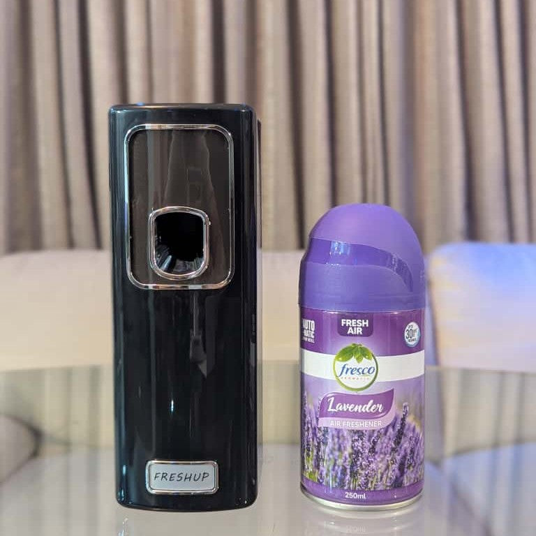 Smart Black Automatic Air Freshener Dispenser – Free Refill Spray & Batteries