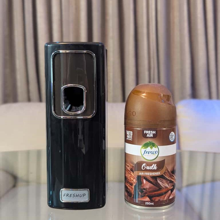 Smart Black Automatic Air Freshener Dispenser – Free Refill Spray & Batteries