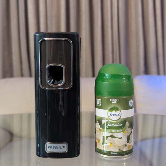 Smart Black Automatic Air Freshener Dispenser – Free Refill Spray & Batteries