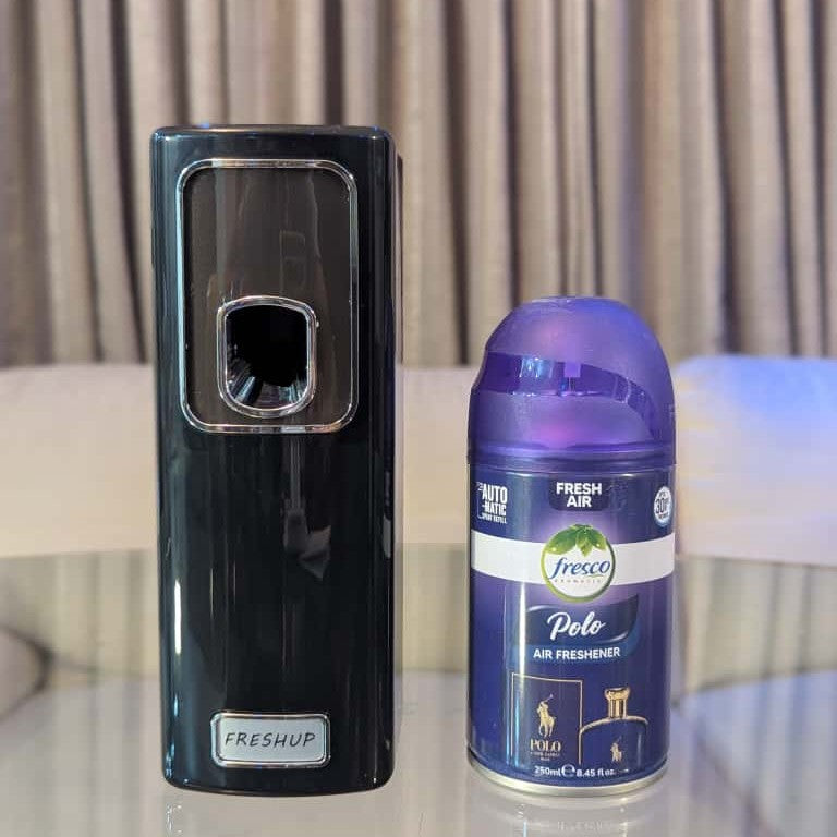 Smart Black Automatic Air Freshener Dispenser – Free Refill Spray & Batteries