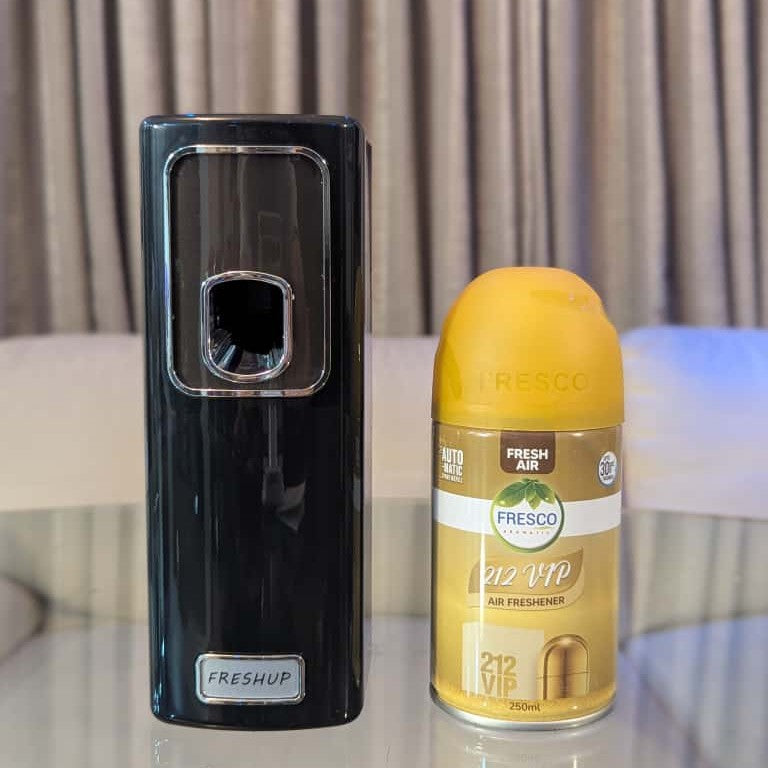 Smart Black Automatic Air Freshener Dispenser – Free Refill Spray & Batteries