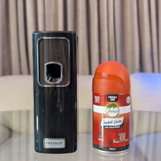 Smart Black Automatic Air Freshener Dispenser – Free Refill Spray & Batteries