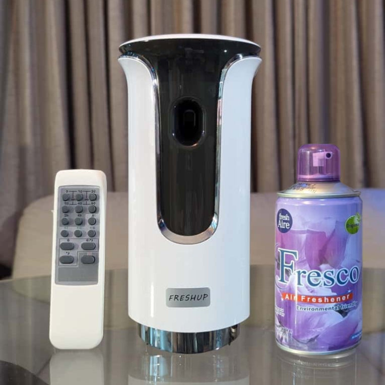 Freshup  Premium LED Remote Control Automatic Air Freshener Dispenser with Free Air Freshener & D-Size Batteries