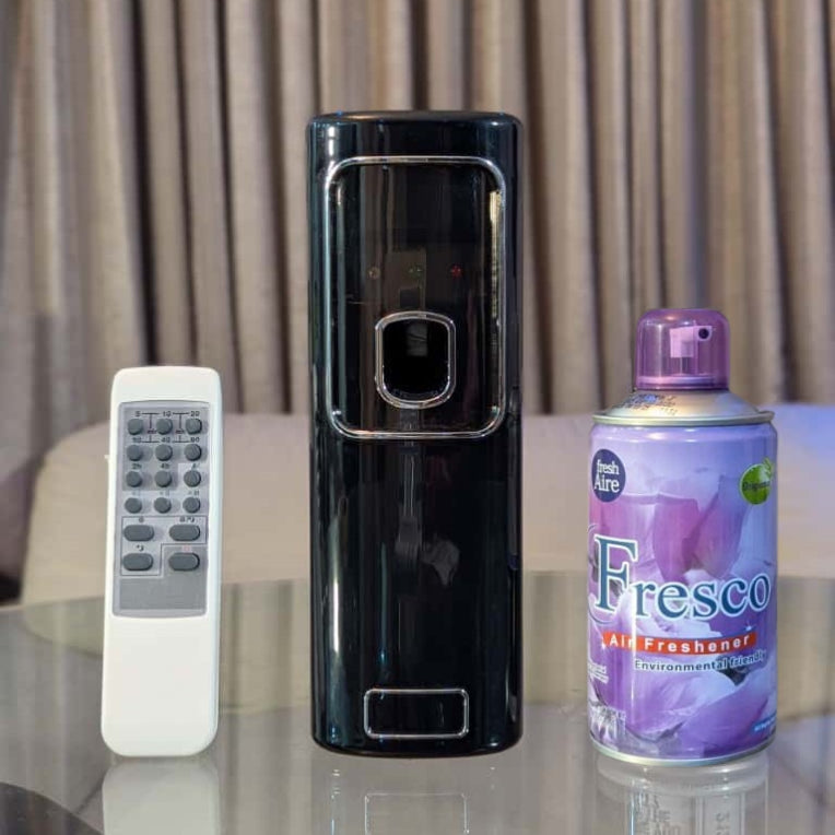 Freshup Black LED Remote Control Automatic Air Freshener Dispenser with Free Refill & D-Size Batteries