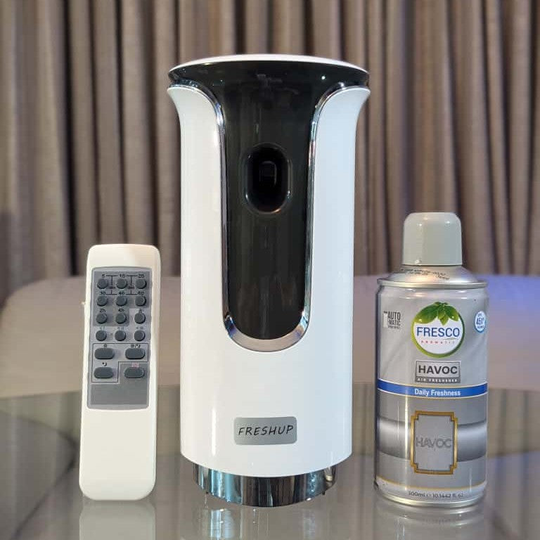 Freshup  Premium LED Remote Control Automatic Air Freshener Dispenser with Free Air Freshener & D-Size Batteries