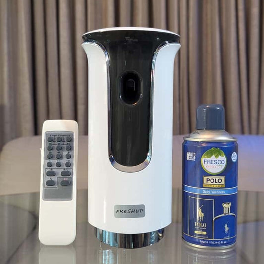 Freshup  Premium LED Remote Control Automatic Air Freshener Dispenser with Free Air Freshener & D-Size Batteries