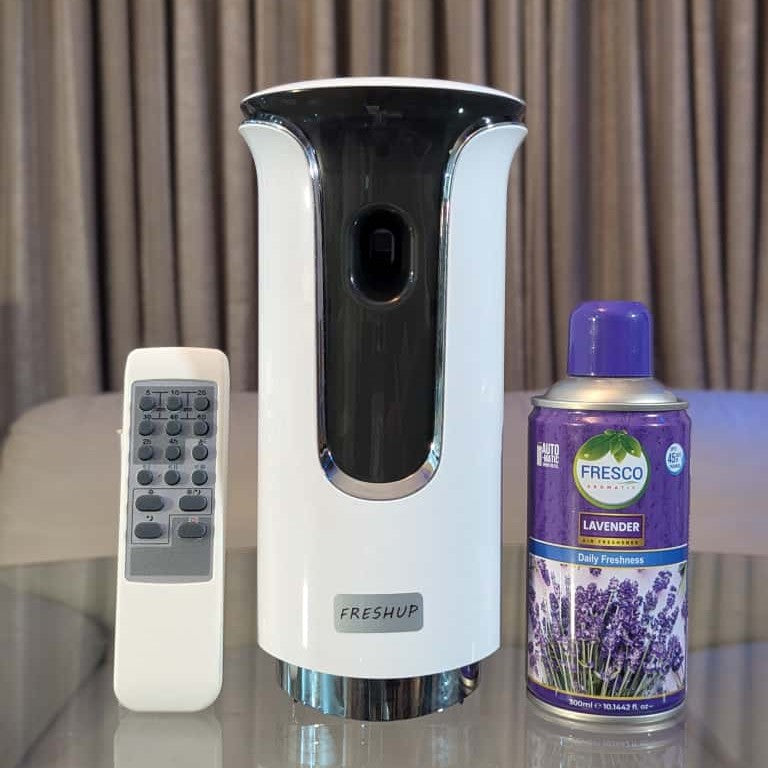 Freshup  Premium LED Remote Control Automatic Air Freshener Dispenser with Free Air Freshener & D-Size Batteries