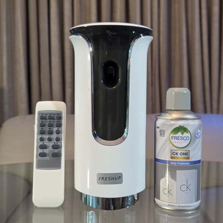 Freshup  Premium LED Remote Control Automatic Air Freshener Dispenser with Free Air Freshener & D-Size Batteries