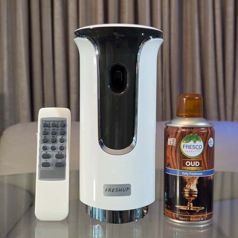 Freshup  Premium LED Remote Control Automatic Air Freshener Dispenser with Free Air Freshener & D-Size Batteries