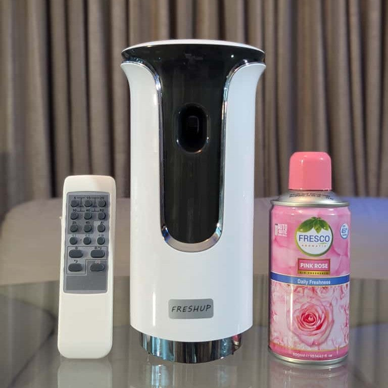 Freshup  Premium LED Remote Control Automatic Air Freshener Dispenser with Free Air Freshener & D-Size Batteries
