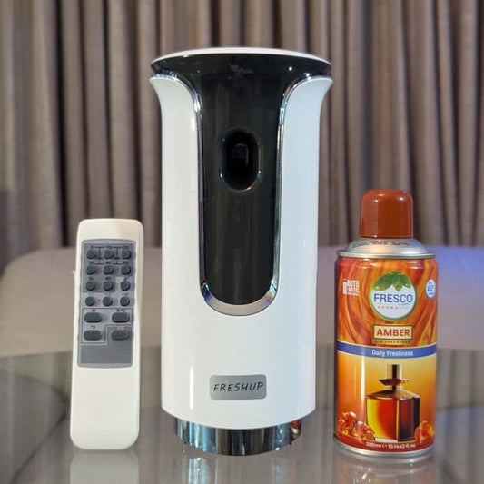 Freshup  Premium LED Remote Control Automatic Air Freshener Dispenser with Free Air Freshener & D-Size Batteries
