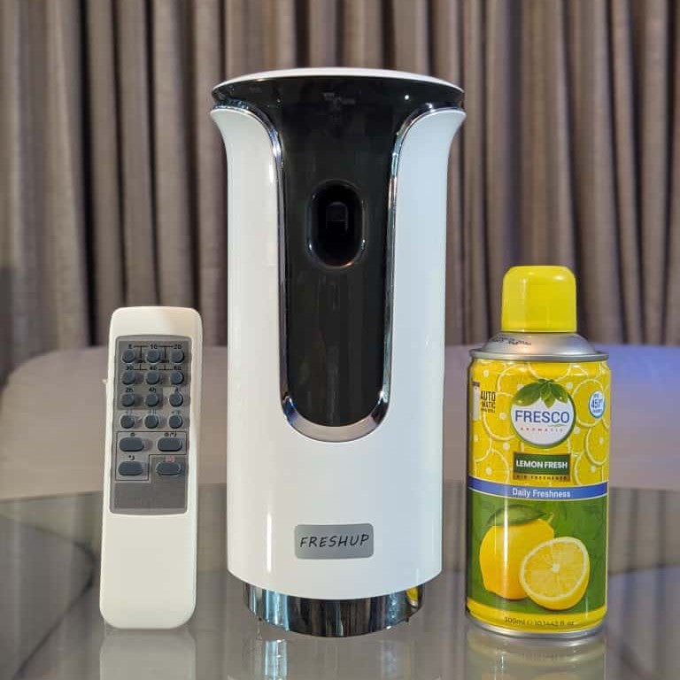 Freshup  Premium LED Remote Control Automatic Air Freshener Dispenser with Free Air Freshener & D-Size Batteries