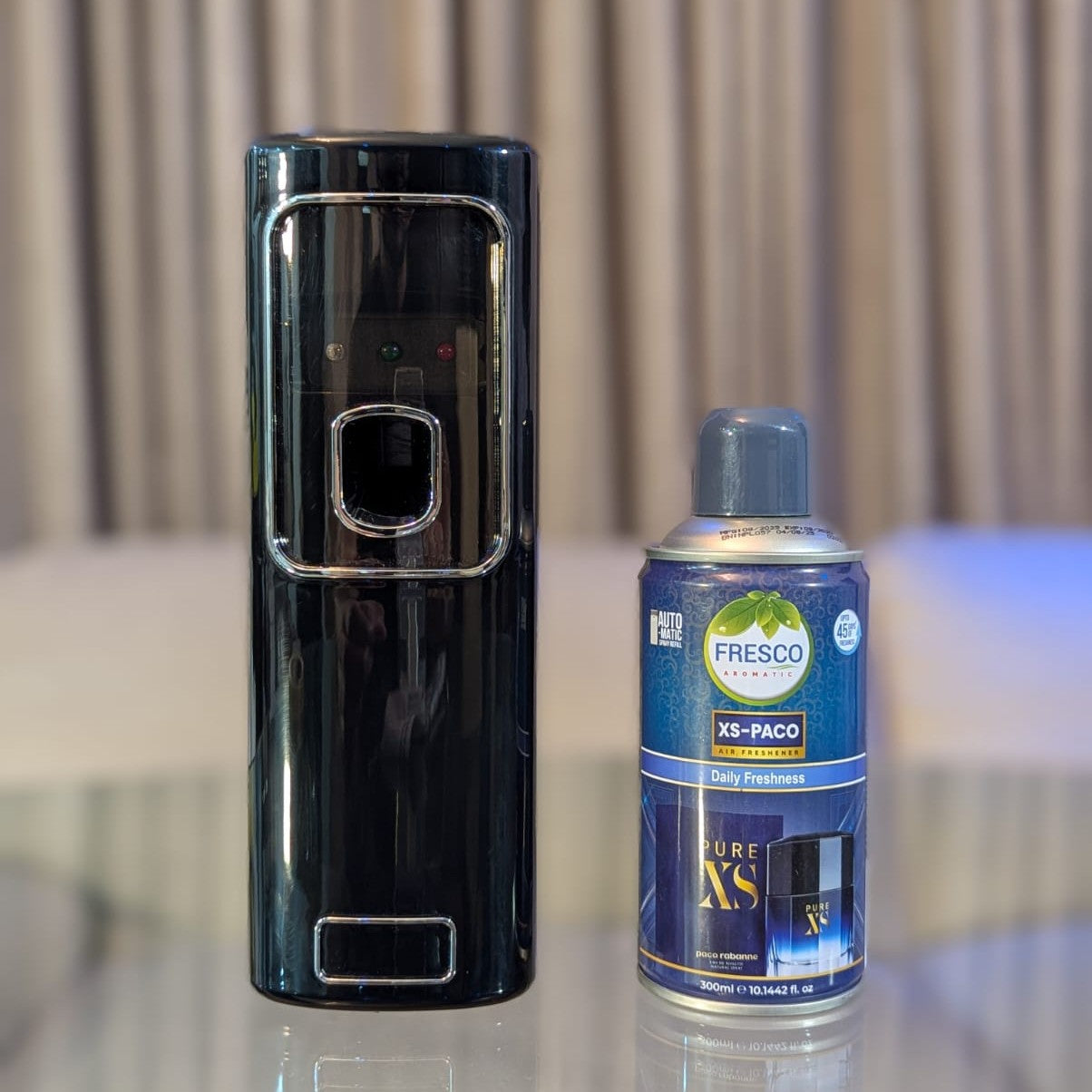 Freshup Black LED Automatic Air Freshener Dispenser with Free Refill & D-Size Batteries