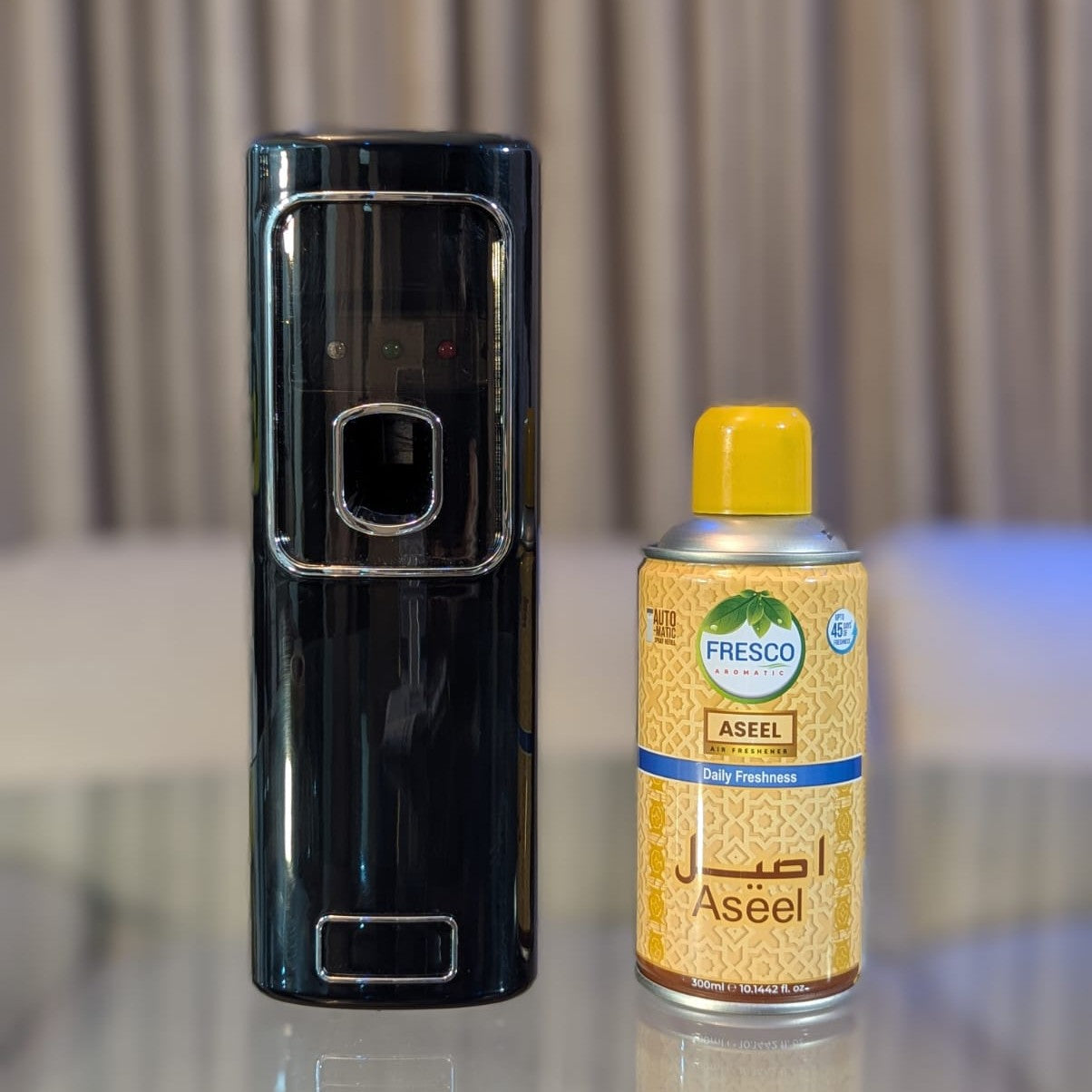 Freshup Black LED Automatic Air Freshener Dispenser with Free Refill & D-Size Batteries