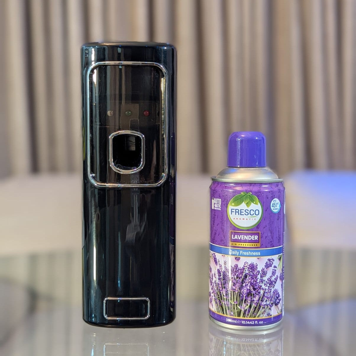 Freshup Black LED Automatic Air Freshener Dispenser with Free Refill & D-Size Batteries