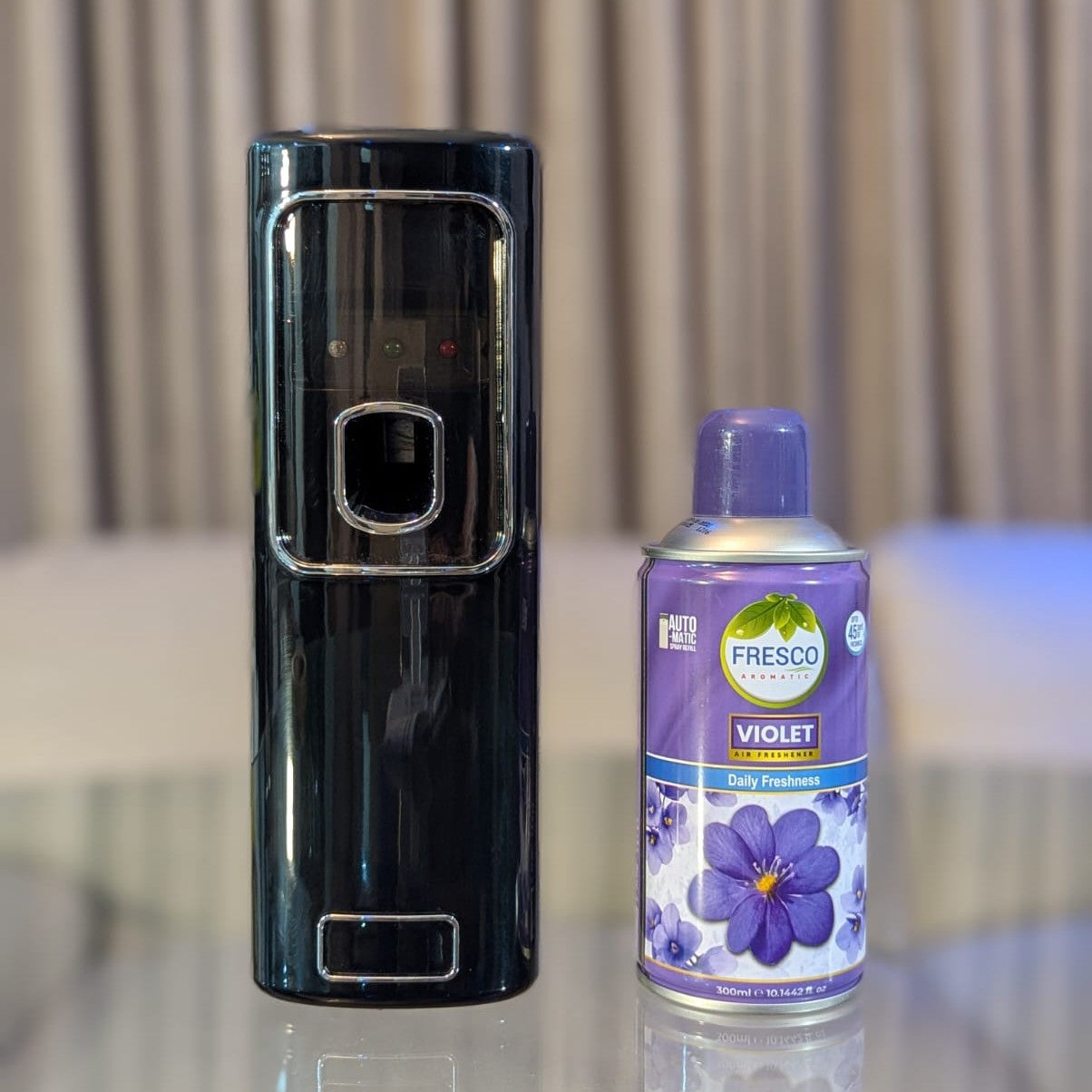 Freshup Black LED Automatic Air Freshener Dispenser with Free Refill & D-Size Batteries