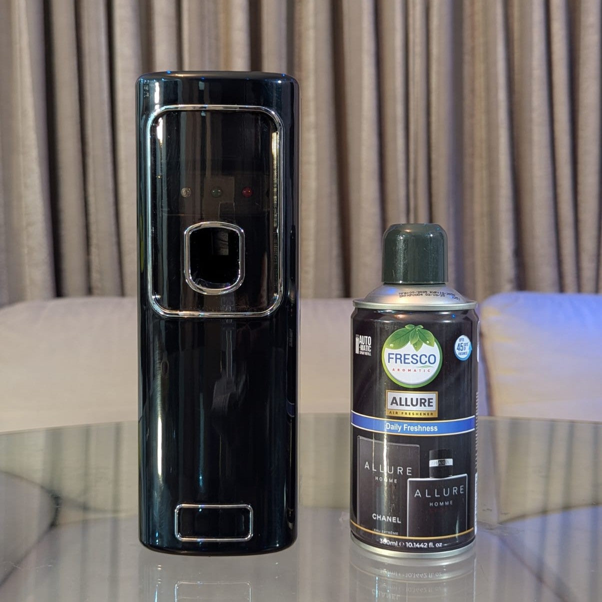 Freshup Black LED Automatic Air Freshener Dispenser with Free Refill & D-Size Batteries