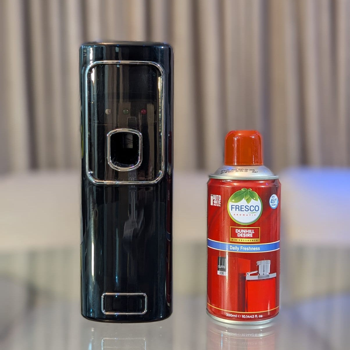 Freshup Black LED Automatic Air Freshener Dispenser with Free Refill & D-Size Batteries