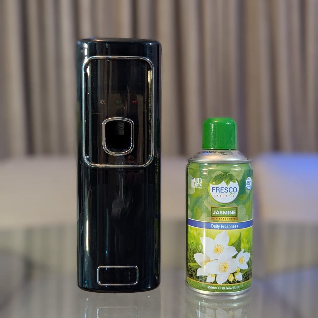 Freshup Black LED Automatic Air Freshener Dispenser with Free Refill & D-Size Batteries