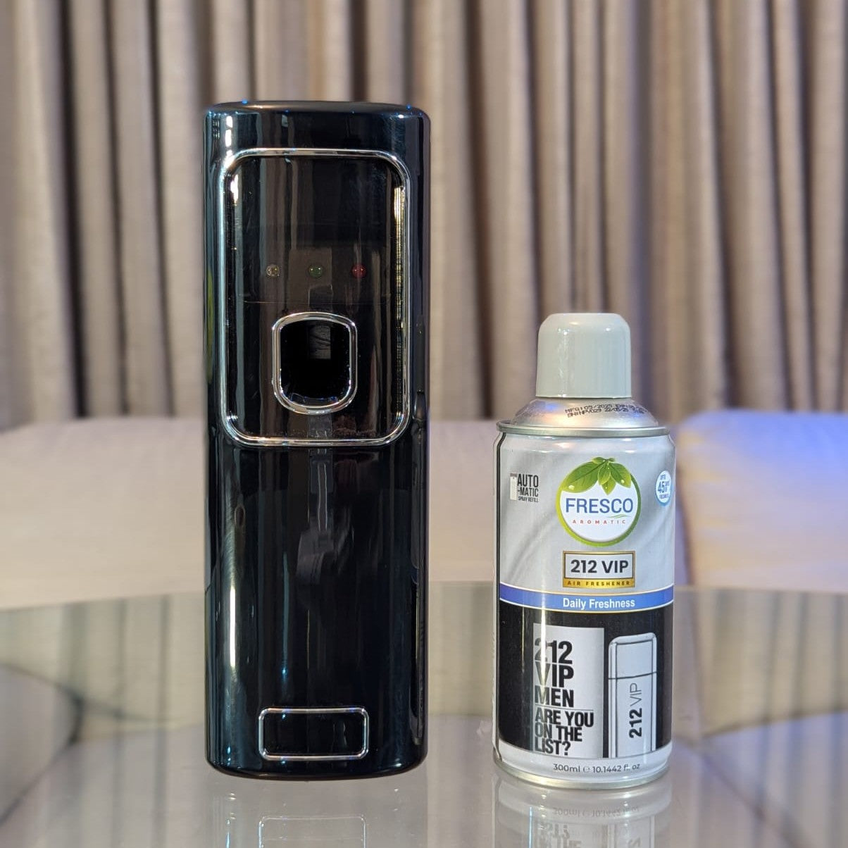 Freshup Black LED Automatic Air Freshener Dispenser with Free Refill & D-Size Batteries