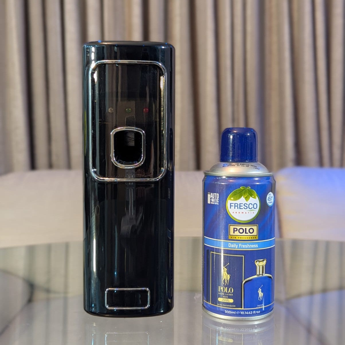 Freshup Black LED Automatic Air Freshener Dispenser with Free Refill & D-Size Batteries