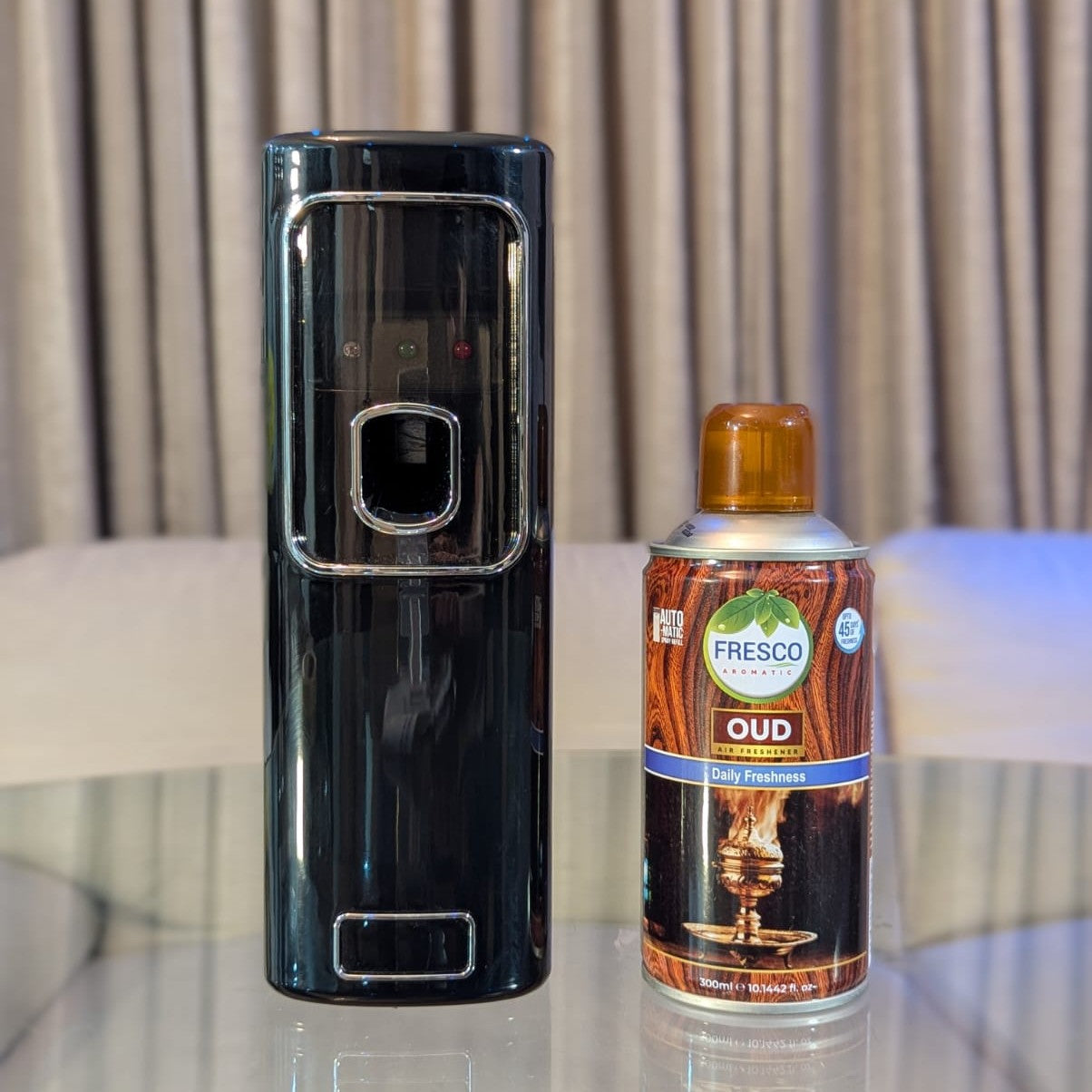 Freshup Black LED Automatic Air Freshener Dispenser with Free Refill & D-Size Batteries