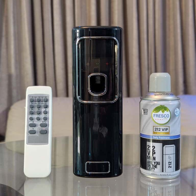 Freshup Black LED Remote Control Automatic Air Freshener Dispenser with Free Refill & D-Size Batteries