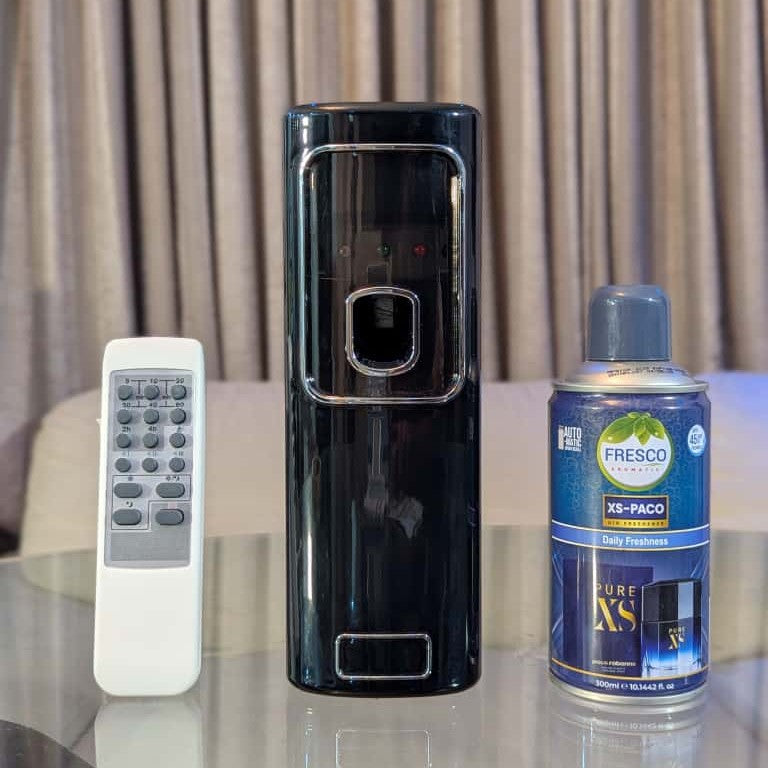 Freshup Black LED Remote Control Automatic Air Freshener Dispenser with Free Refill & D-Size Batteries