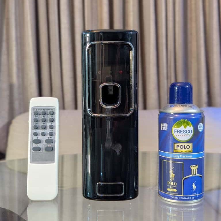 Freshup Black LED Remote Control Automatic Air Freshener Dispenser with Free Refill & D-Size Batteries