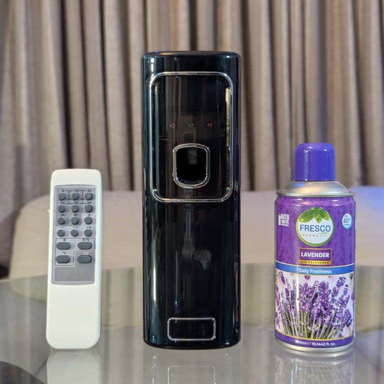 Freshup Black LED Remote Control Automatic Air Freshener Dispenser with Free Refill & D-Size Batteries