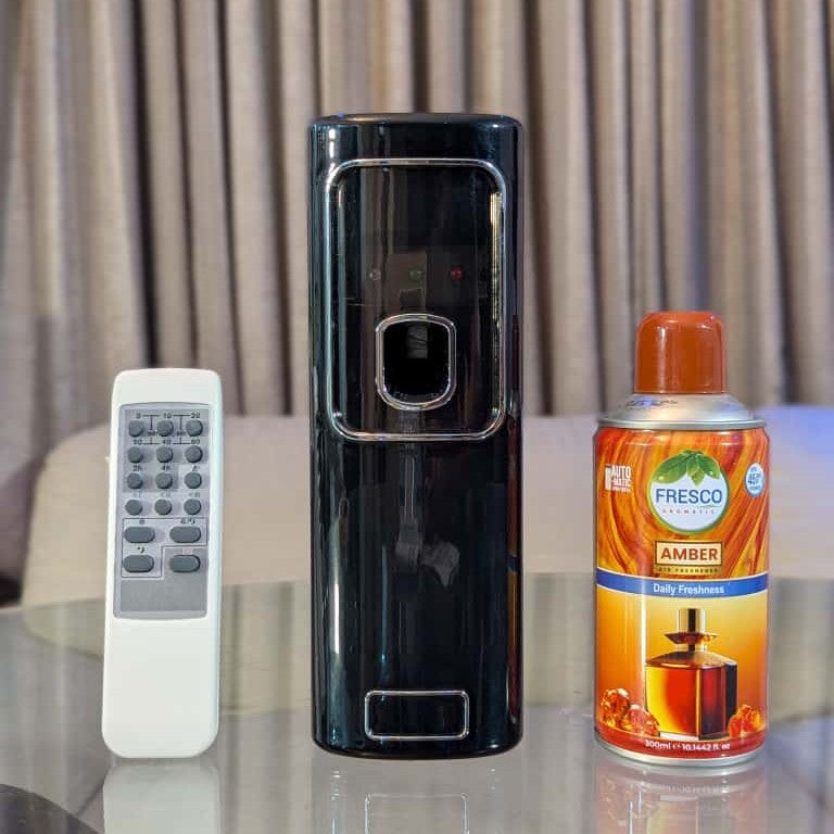 Freshup Black LED Remote Control Automatic Air Freshener Dispenser with Free Refill & D-Size Batteries