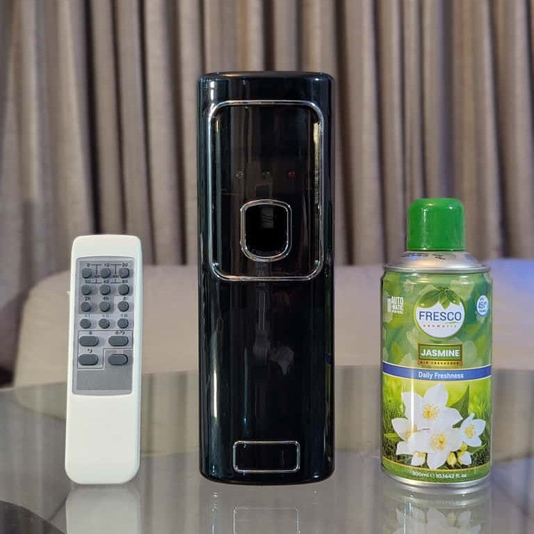 Freshup Black LED Remote Control Automatic Air Freshener Dispenser with Free Refill & D-Size Batteries