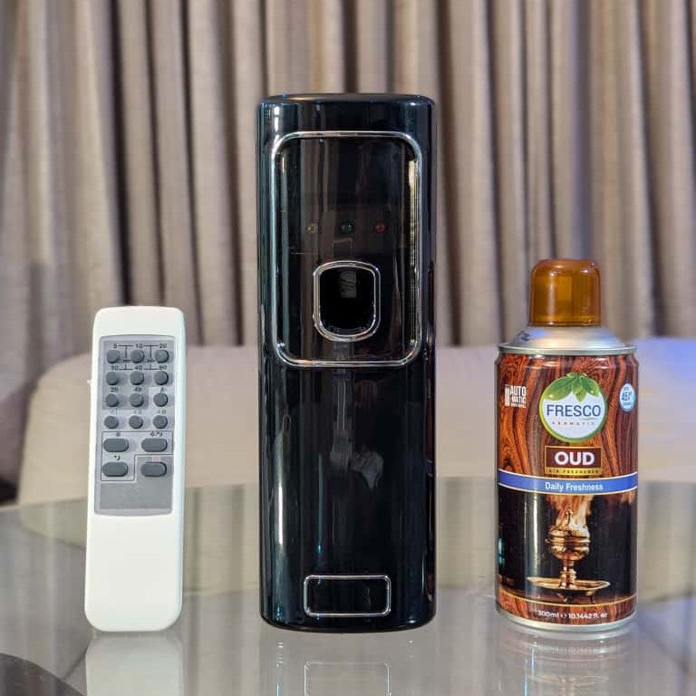 Freshup Black LED Remote Control Automatic Air Freshener Dispenser with Free Refill & D-Size Batteries
