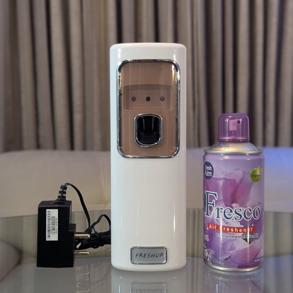Freshup Automatic Air Freshener Dispenser with Adapter & Refill – Dual Power Spray Machine