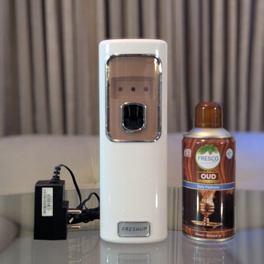 Freshup Automatic Air Freshener Dispenser with Adapter & Refill – Dual Power Spray Machine
