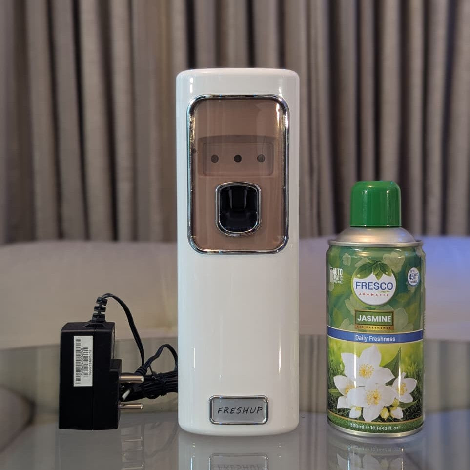 Freshup Automatic Air Freshener Dispenser with Adapter & Refill – Dual Power Spray Machine