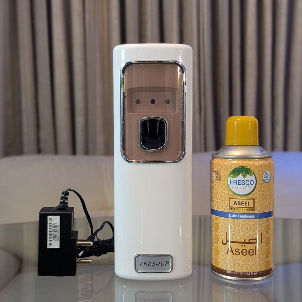 Freshup Automatic Air Freshener Dispenser with Adapter & Refill – Dual Power Spray Machine