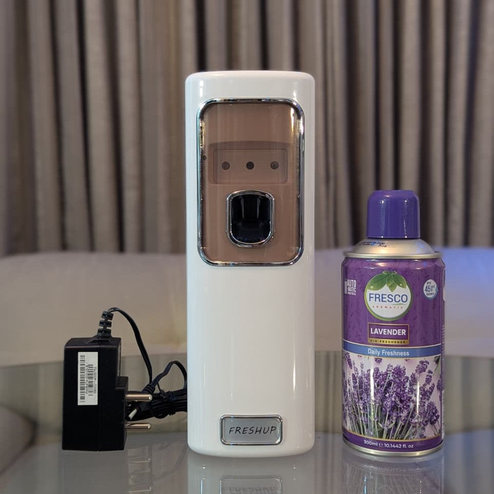 Freshup Automatic Air Freshener Dispenser with Adapter & Refill – Dual Power Spray Machine