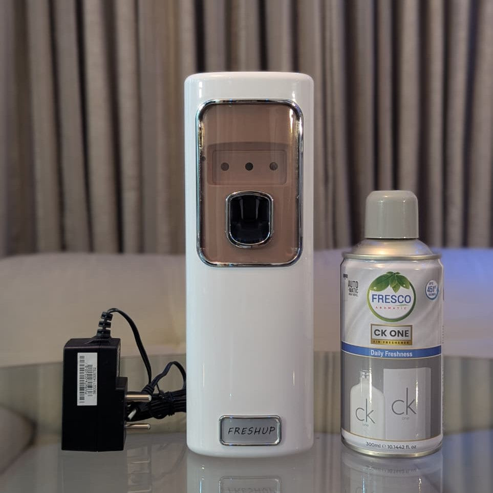 Freshup Automatic Air Freshener Dispenser with Adapter & Refill – Dual Power Spray Machine