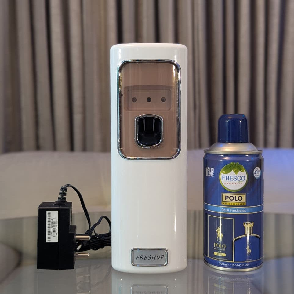 Freshup Automatic Air Freshener Dispenser with Adapter & Refill – Dual Power Spray Machine