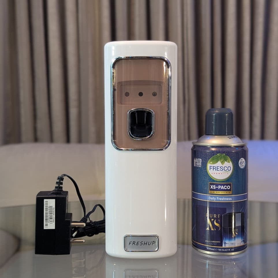 Freshup Automatic Air Freshener Dispenser with Adapter & Refill – Dual Power Spray Machine