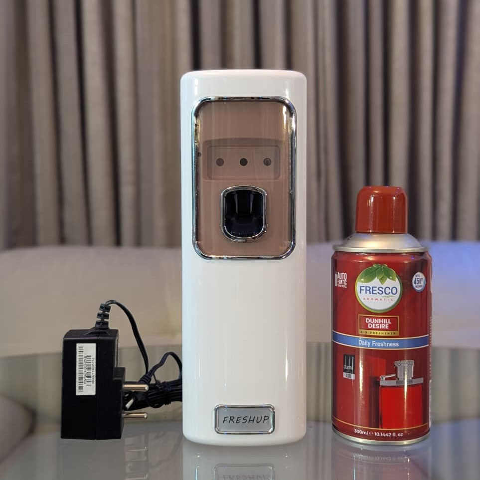 Freshup Automatic Air Freshener Dispenser with Adapter & Refill – Dual Power Spray Machine
