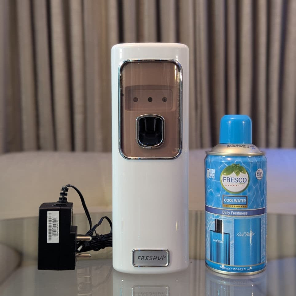 Freshup Automatic Air Freshener Dispenser with Adapter & Refill – Dual Power Spray Machine