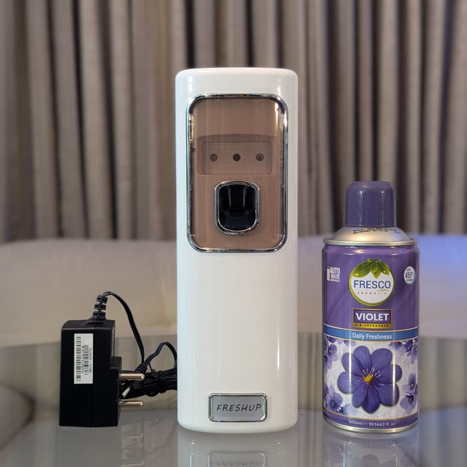 Freshup Automatic Air Freshener Dispenser with Adapter & Refill – Dual Power Spray Machine