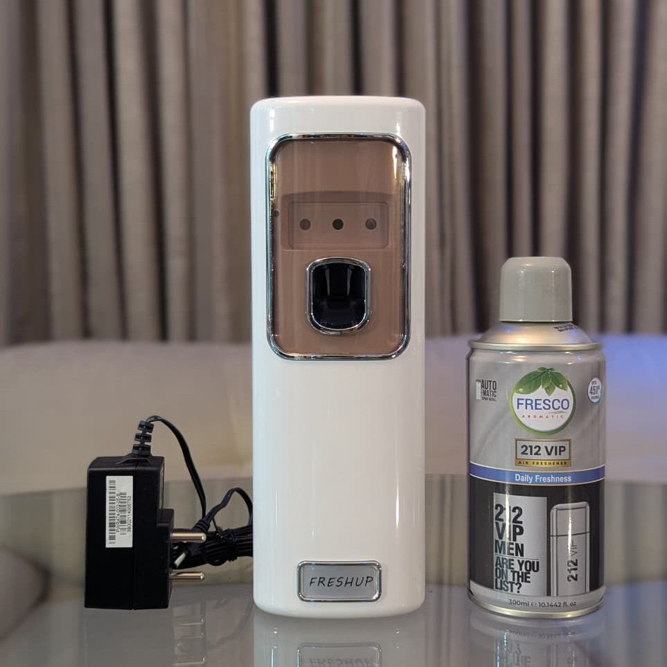 Freshup Automatic Air Freshener Dispenser with Adapter & Refill – Dual Power Spray Machine