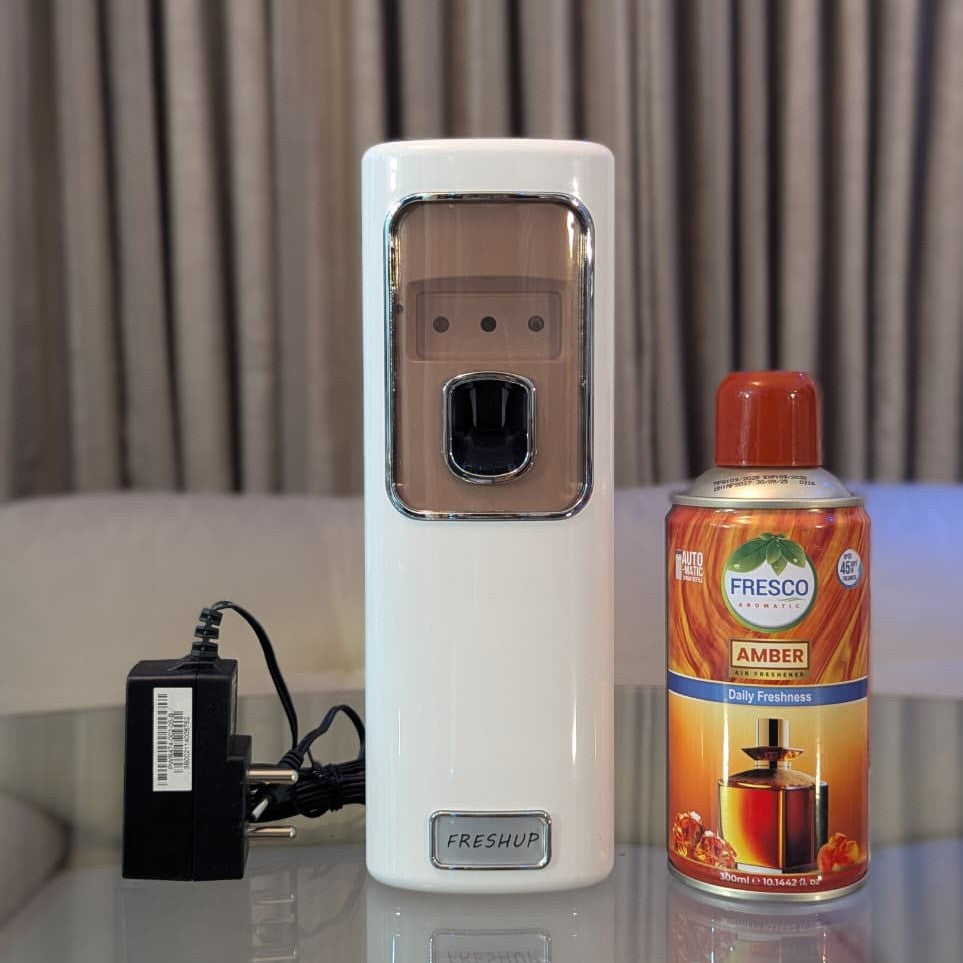Freshup Automatic Air Freshener Dispenser with Adapter & Refill – Dual Power Spray Machine
