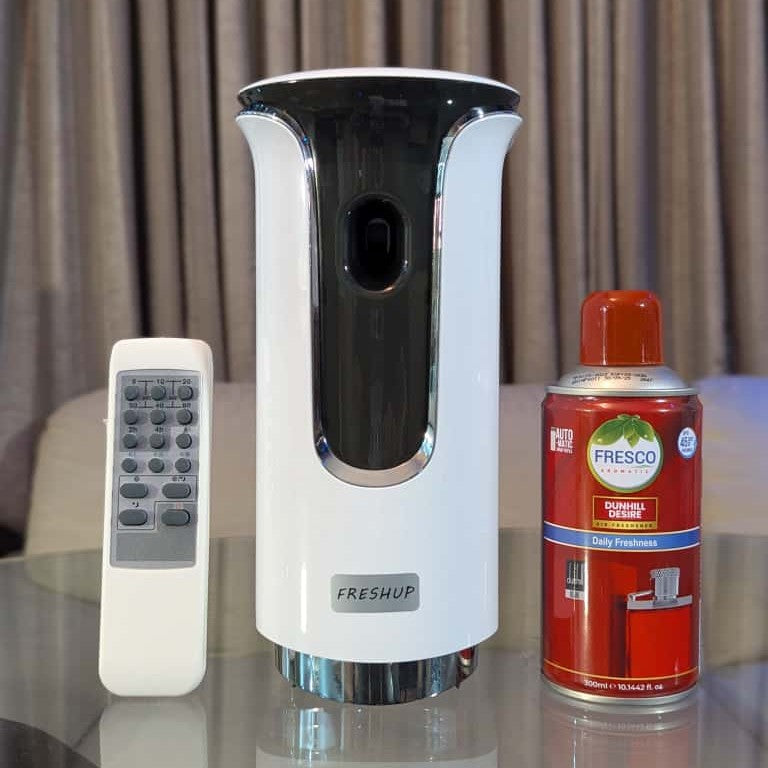 Freshup  Premium LED Remote Control Automatic Air Freshener Dispenser with Free Air Freshener & D-Size Batteries